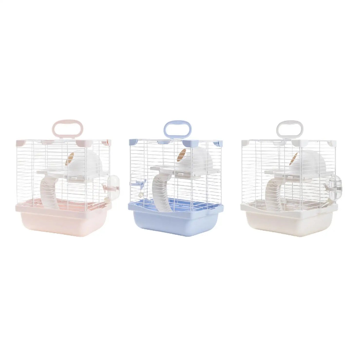 2 Layers Hamster Habitats Cage for Mouse Rat Detachable Bottom Tray Multipurpose with Water Bottle, Food Bowl Travel Cage