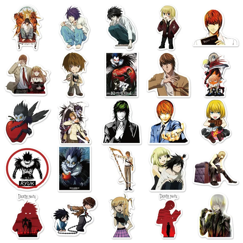 50Pcs DEATH NOTE Japanese Anime Stickers For Laptop Luggage Motorcycle Phone Skateboard Toys Car Diary Helmet
