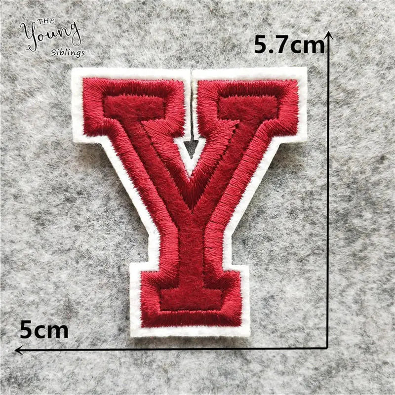 DIY write yourself red Letter A-Z Iron On Patch DIY embroidered Applique Clothing Sewing thermo-stickers Badges Accessories
