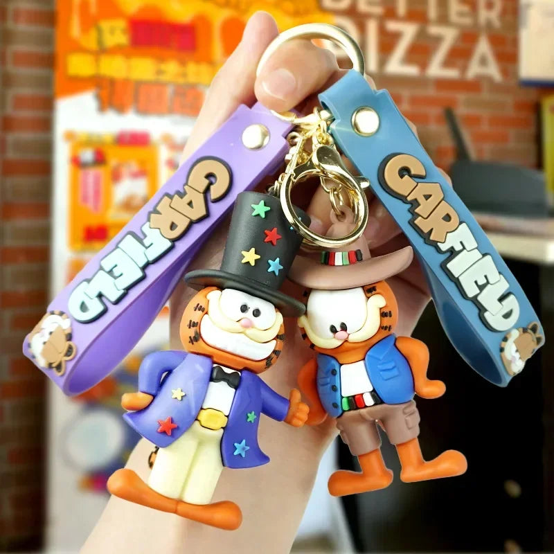 New Garfields Kitten II Keychain Cute Cartoon Kitten Model Doll Bag Pendant Matching Purse Pendant Doll Keychain Kids Toy Gift