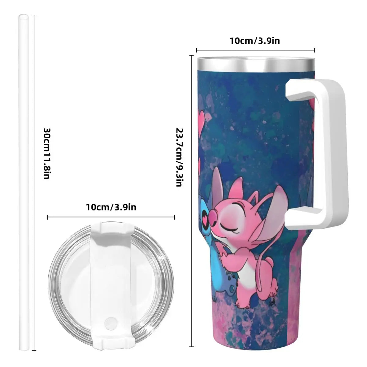 Angel And Stitch Stainless Steel Tumbler Camping Mugs Cup Large Capacity Coffee Mug Heat Preservation Drinks Milk Water Bottle