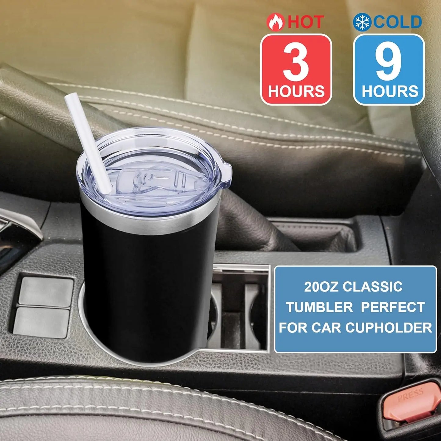 20oz Insulated Tumbler With Lids, Stainless Steel Double Vacuum Coffee Tumbler Cup, Durable Personalized Name Logo Coffee Cups