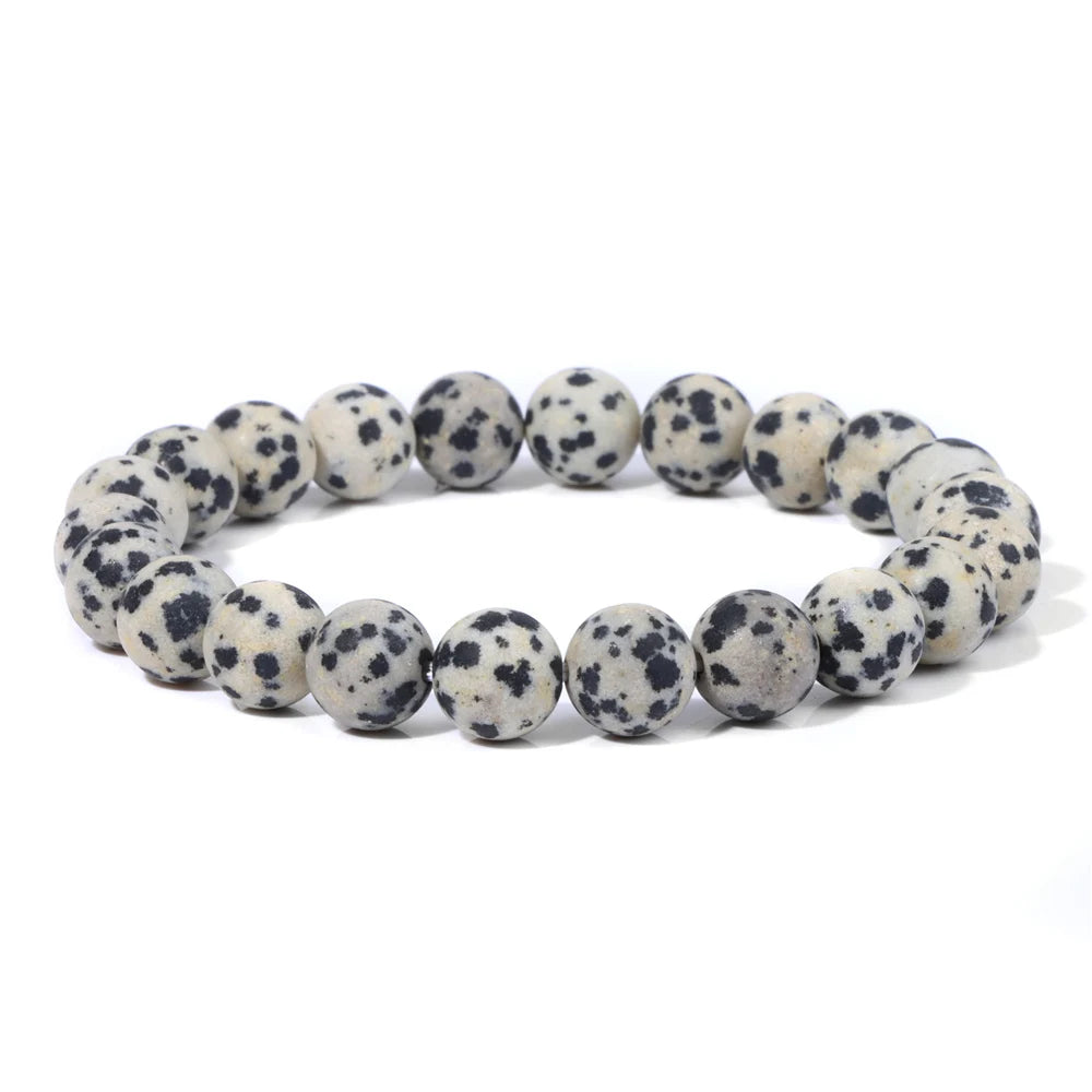 Natural Stone Beads Bracelet 8mm Frosted Opal Malachite Quartz Beaded Elastic Bracelets for Women Men Fashion Jewelry Gift