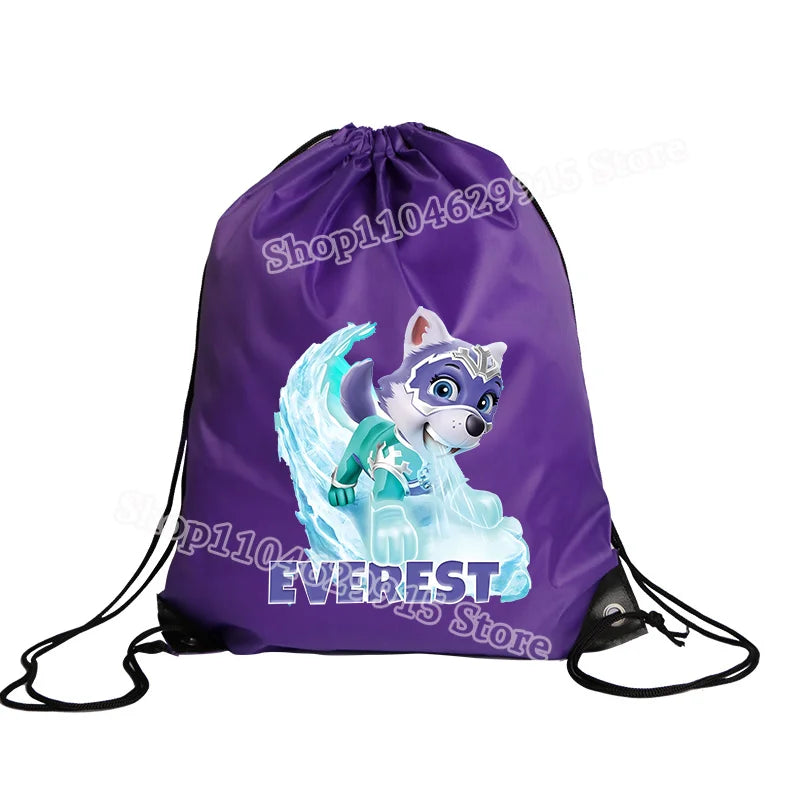 Paw Patrol Drawstring Bag Boys Girls Sport String Pocket Clothes Shoes Storage Cute Anime Chase Skye Waterproof Outdoor Backpack