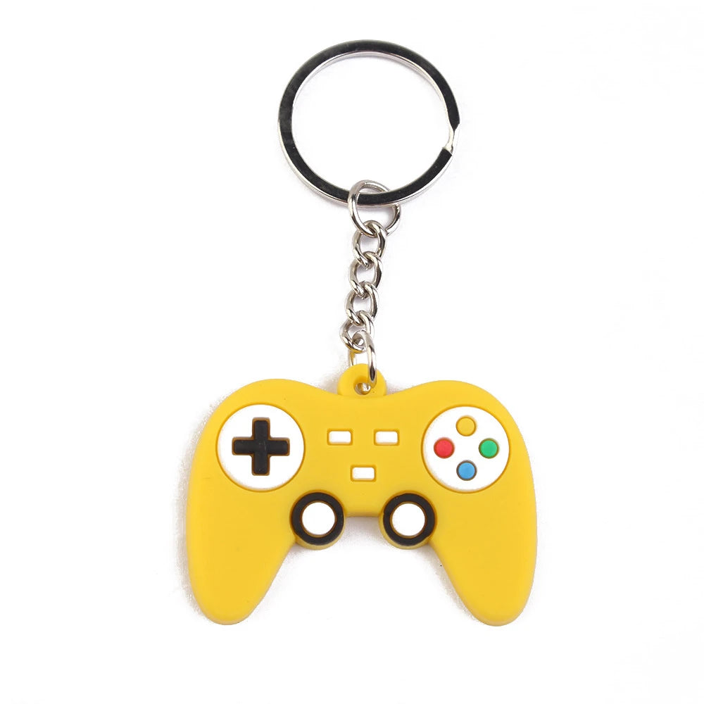 PVC Game Machine Keychain Kawaii Cartoon Key Rings Dessert Donut Pattern Key Holders Fit Adult Car Keys Kids Party Gift Trinkets