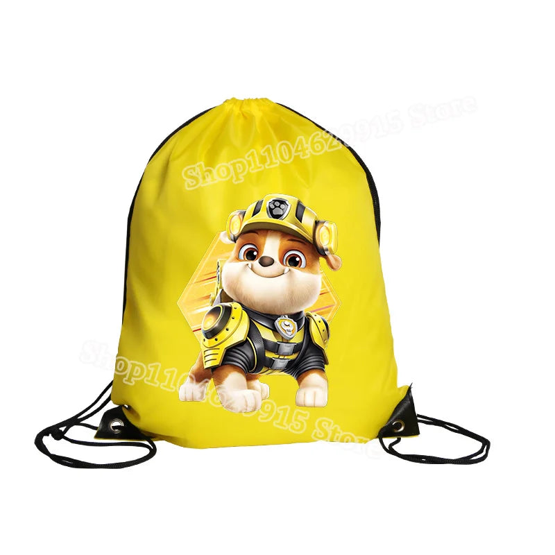 Paw Patrol Drawstring Bag Boys Girls Sport String Pocket Clothes Shoes Storage Cute Anime Chase Skye Waterproof Outdoor Backpack