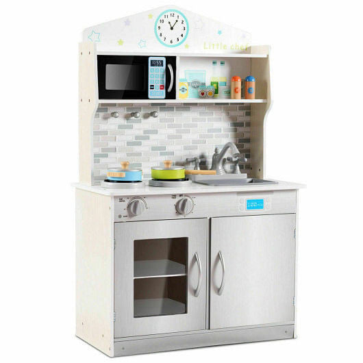 Kids Wooden Pretend Cooking Playset Cookware Play Set Kitchen Toys Toddler Gift-Pink-7