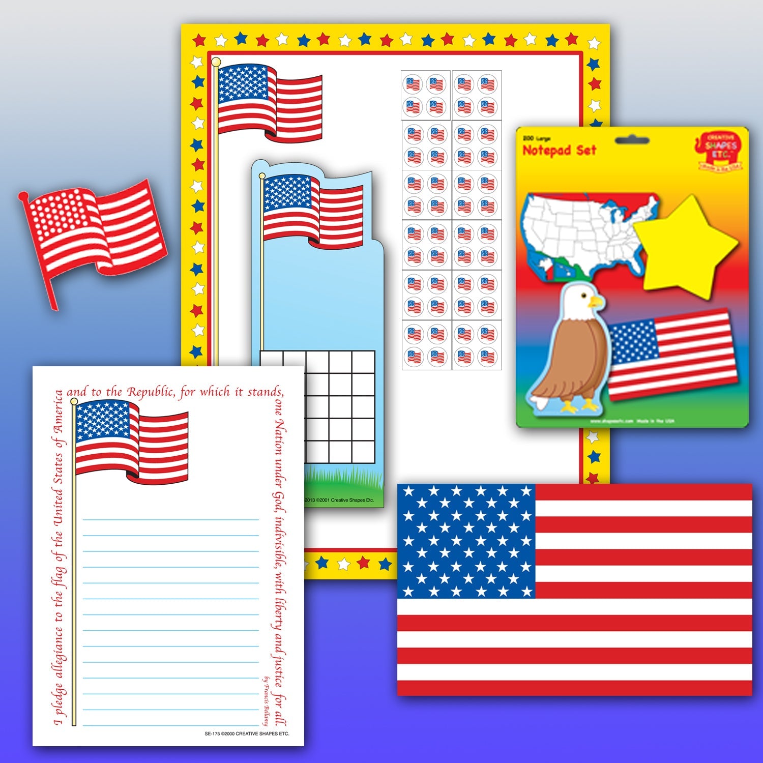 SHAPES ETC. Large Notepad Set - Patriotic-2