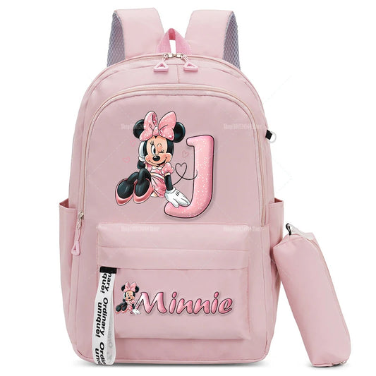 Minnie Mouse Backpack Pencil Case 2pcs Boy Girl Student Teenager Book Bags Men Rucksack Travel Backpack Mochila Escolar Gift