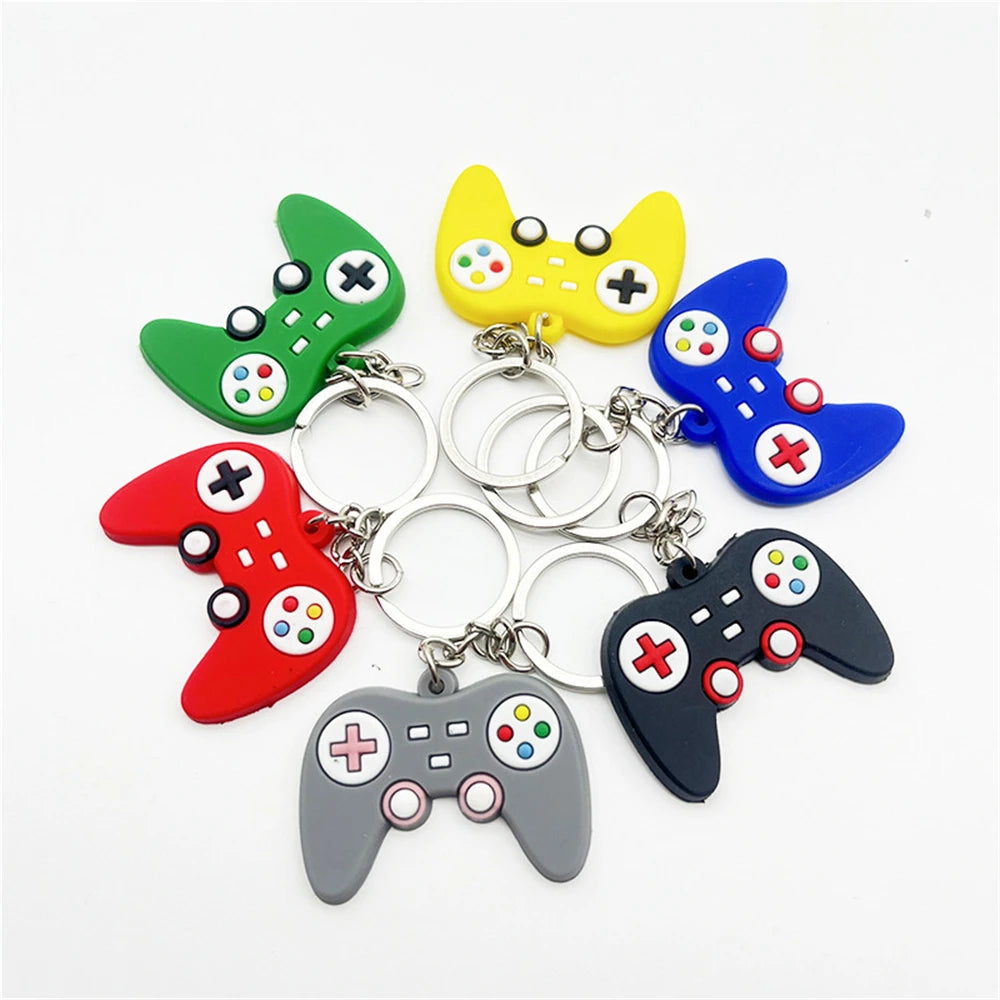 PVC Game Machine Keychain Kawaii Cartoon Key Rings Dessert Donut Pattern Key Holders Fit Adult Car Keys Kids Party Gift Trinkets