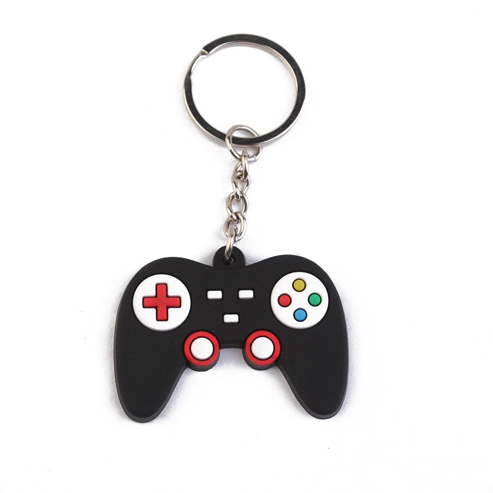 PVC Game Machine Keychain Kawaii Cartoon Key Rings Dessert Donut Pattern Key Holders Fit Adult Car Keys Kids Party Gift Trinkets