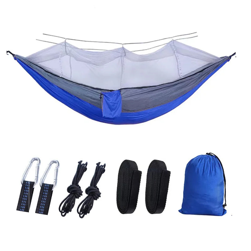 Outdoor Camping Parachute Cloth Portable Anti Rollover and Anti Mosquito Quick Opening Mosquito Nets Hammock Double Single