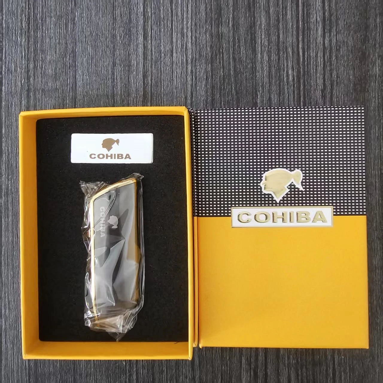 COHIBA Cigar Lighter with Three Straight Punch and Windproof Inflatable Lighter Portable Personalized Gift Lighter Small Tool