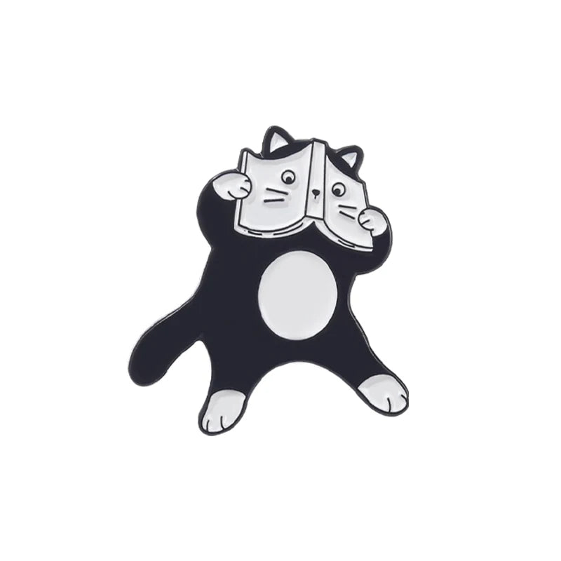 Lovely Animal Enamel Pin Custom Cat Penguin Panda Read A Book Brooch Bag Lapel Pin Cartoon Funny Badge Jewelry Gift for Kid