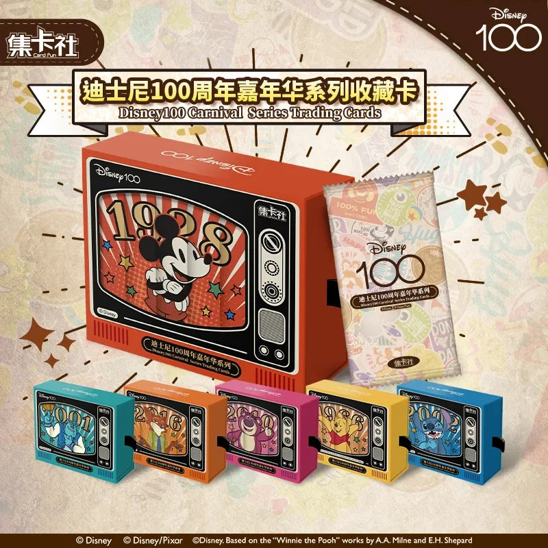 Genuine Disney Card 100 Anniversary Carnival Series Cards Mickey Mouse Art Signature Animation Collection Cards Kids Gifts