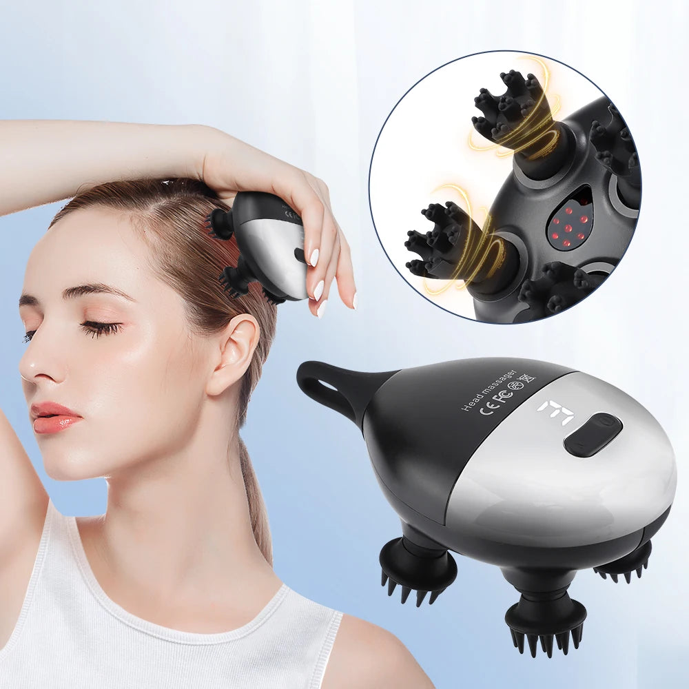 7 Modes Head Scalp Massager Red Light Promoting Hair Growth Kneading Vibration Soft Silicone Stress Relax Body Massage Hair Care