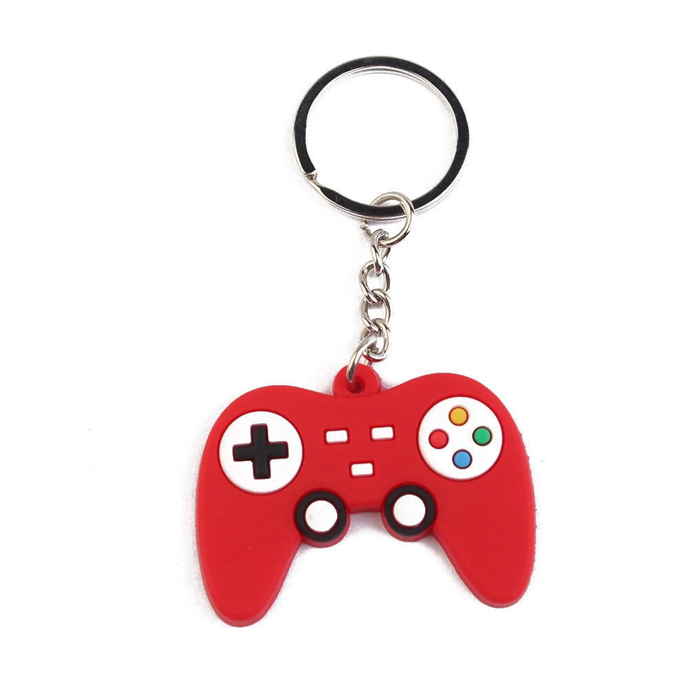 PVC Game Machine Keychain Kawaii Cartoon Key Rings Dessert Donut Pattern Key Holders Fit Adult Car Keys Kids Party Gift Trinkets