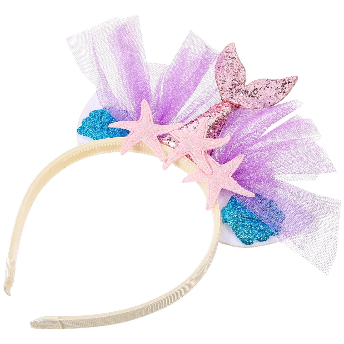Little Mermaid Headpiece Girls Hair Accessories Glitter Hoop to Weave Swimming Diving Pool Toys Headbands for