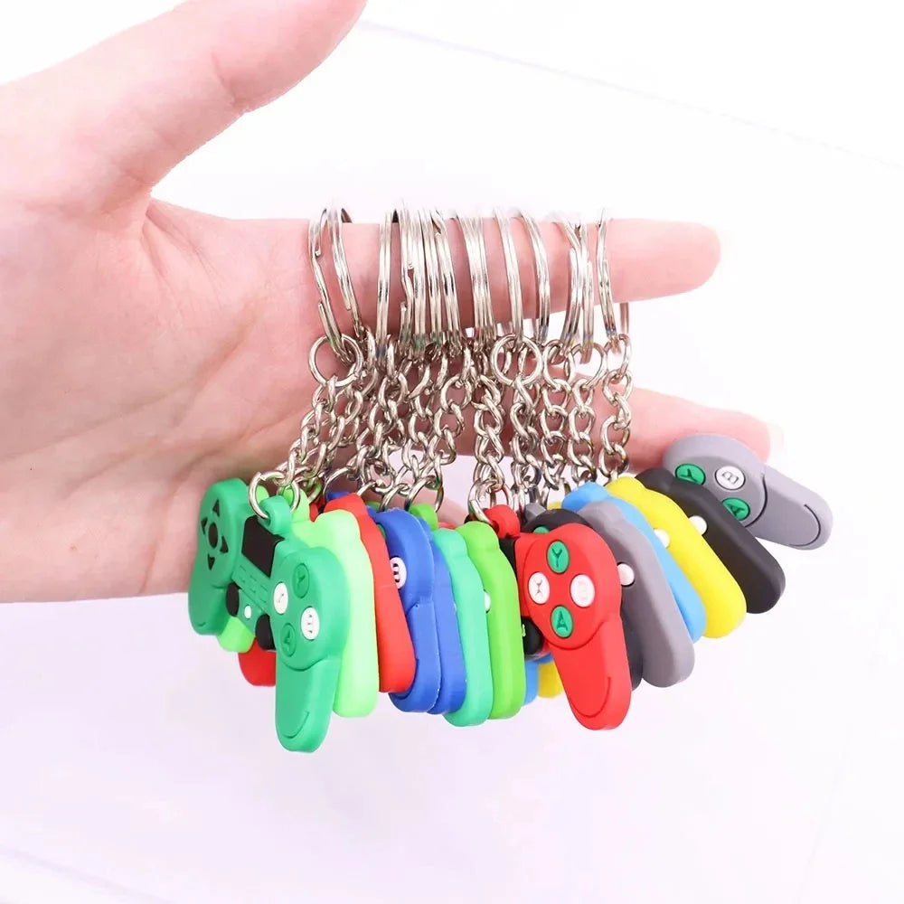 PVC Game Machine Keychain Kawaii Cartoon Key Rings Dessert Donut Pattern Key Holders Fit Adult Car Keys Kids Party Gift Trinkets