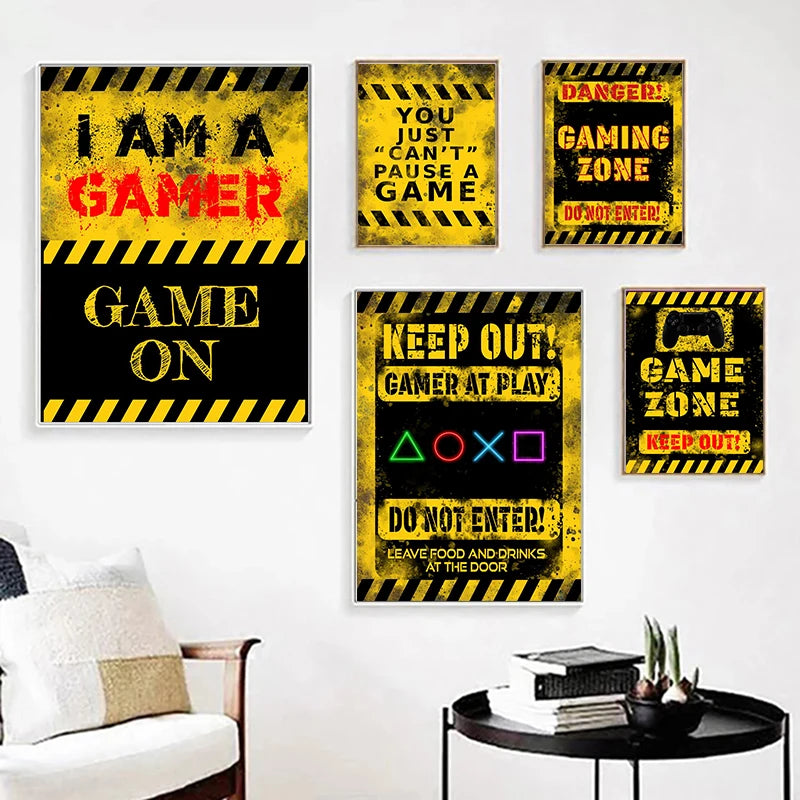 Eat Sleep Game Repeat Gaming Decoration Gamer Picture Character Poster Canvas Painting Kids Room Prints for Modern Home Decor