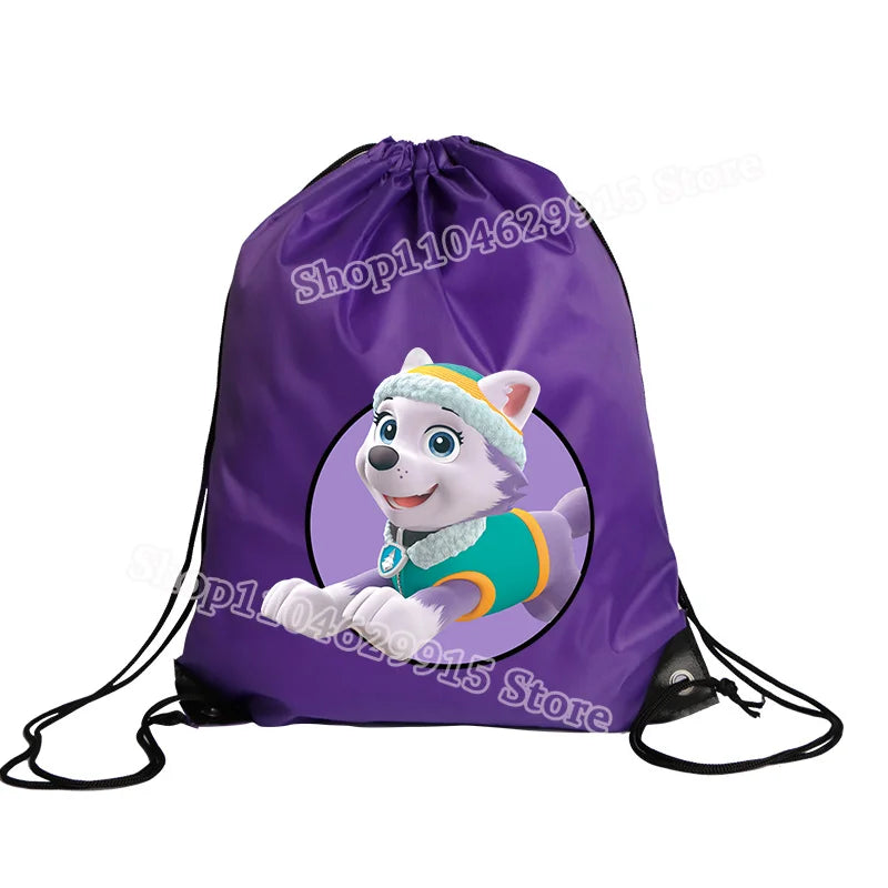 Paw Patrol Drawstring Bag Boys Girls Sport String Pocket Clothes Shoes Storage Cute Anime Chase Skye Waterproof Outdoor Backpack