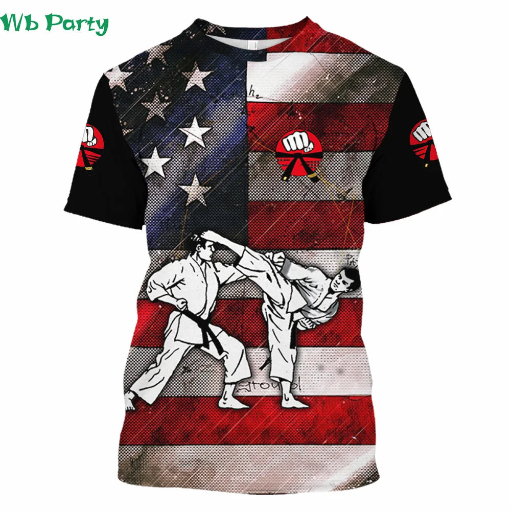 Japan Taekwondo T Shirt Man 3d Karate Printed Tee Tops Oversized Short-sleeved High-quality Sportswear Men Quick-drying TShirt
