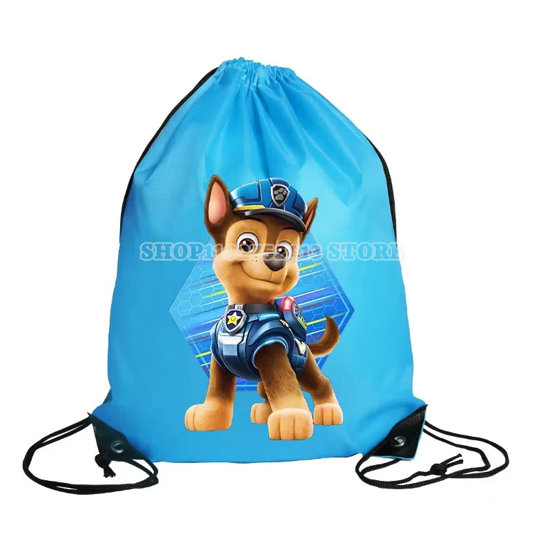 Paw Patrol Drawstring Bag Boys Girls Sport String Pocket Clothes Shoes Storage Cute Anime Chase Skye Waterproof Outdoor Backpack