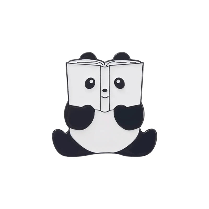 Lovely Animal Enamel Pin Custom Cat Penguin Panda Read A Book Brooch Bag Lapel Pin Cartoon Funny Badge Jewelry Gift for Kid