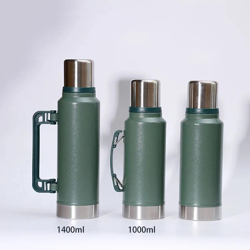 Large Capacity Stainless Steel Thermos Portable Vacuum Flask Insulated Tumbler With Handle Keep Cold Water Bottle Outdoors1/1.4L