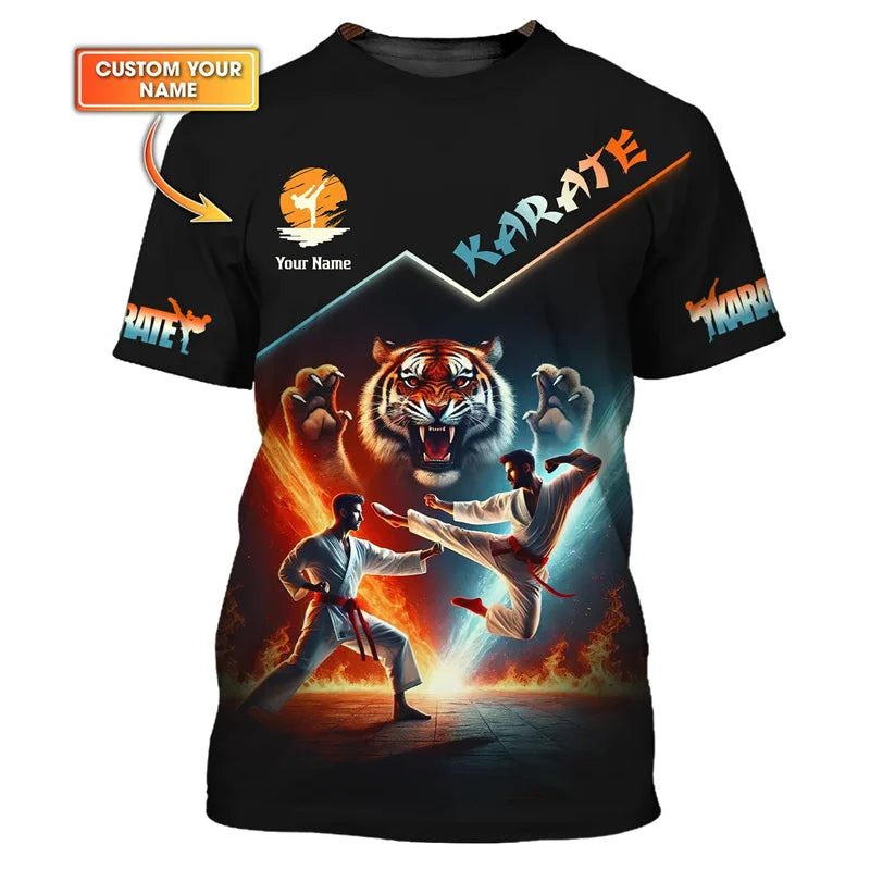 Fashion Karate Master T-shirt Men Kids 3D Printing Tiger Short Sleeves Custom Name Tshirt Tops Sports Crew Neck Tee Shirts