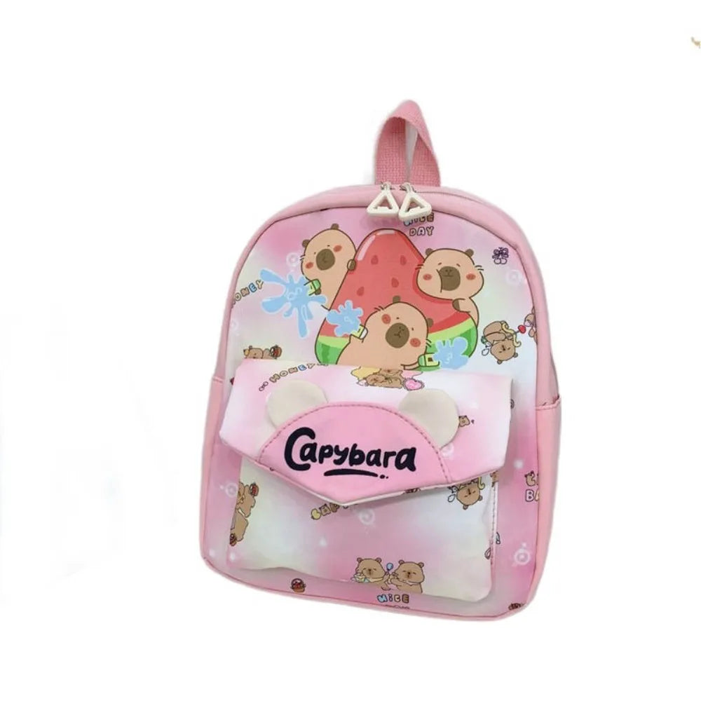 Cute Large Capacity Capybara Backpack Nylon Ultra-light Cartoon Animal Schoolbag Wide Straps Kids Book Bag Children