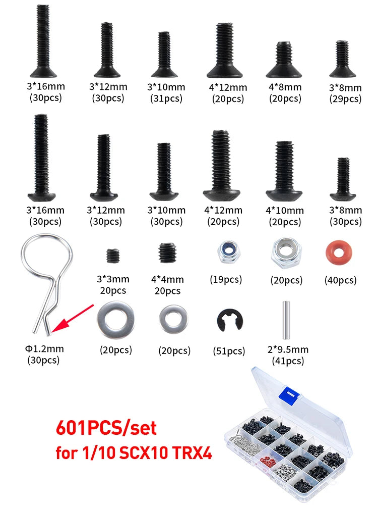 AXSPEED RC Car Repair Tools Screws Box Set for 1/8 1/10 1/18 1/24 Axial SCX10 SCX24 TRX4M TRX4 TRX6 D90 HSP Tamiya Redcat Ascent
