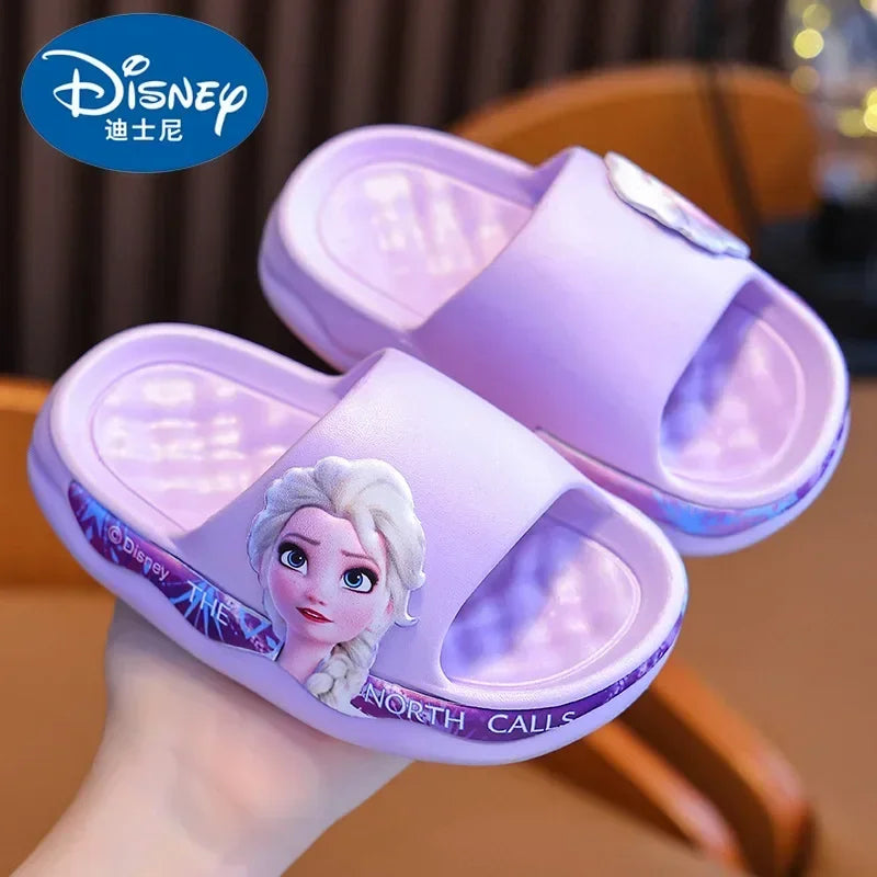 Disney Frozen Elsa Summer Girl Princess Girl Beach Sandals girl Indoor Non-slip Soft Bottom Bath Cartoon Children's Slippers