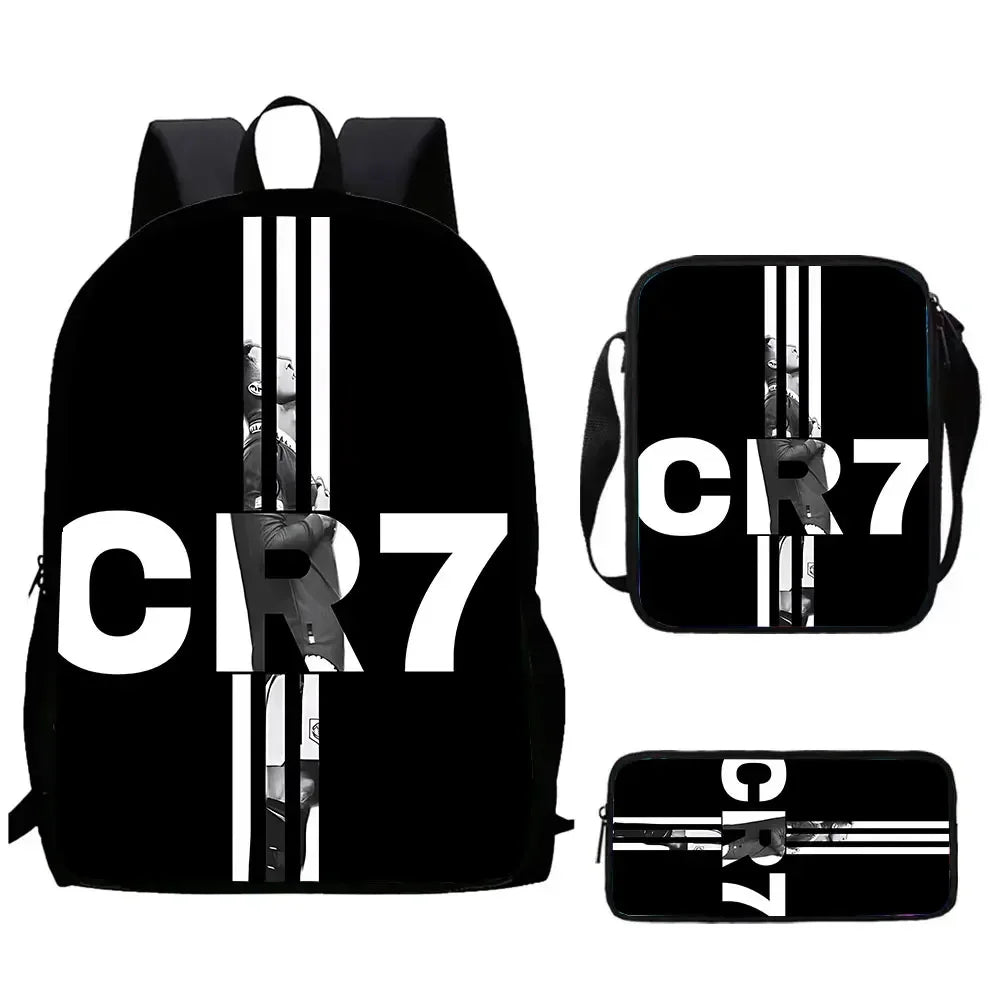 Mochila C-CR7 Child Backpack With Shoulder Bags Pencil Bags School Bags ,Cartoon Football Star School Bags Set for Boys Girls