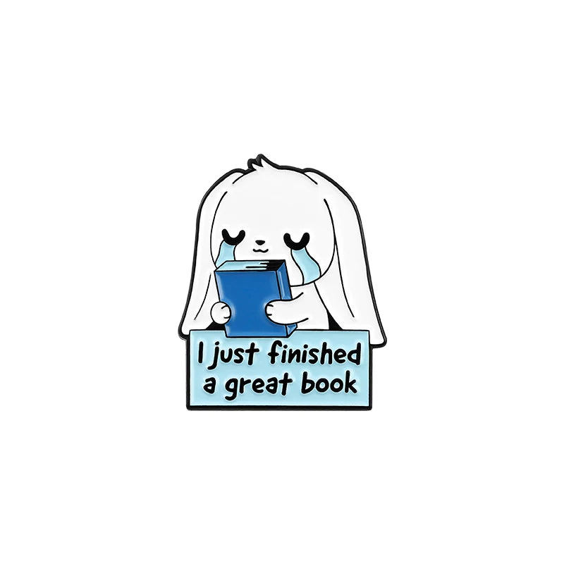 Bookworm Enamel Pins Custom Rabbit Dog Sloth Brooch Lapel Badge Bag Cartoon Funny Animal Books Jewelry Gift for Kids Friends