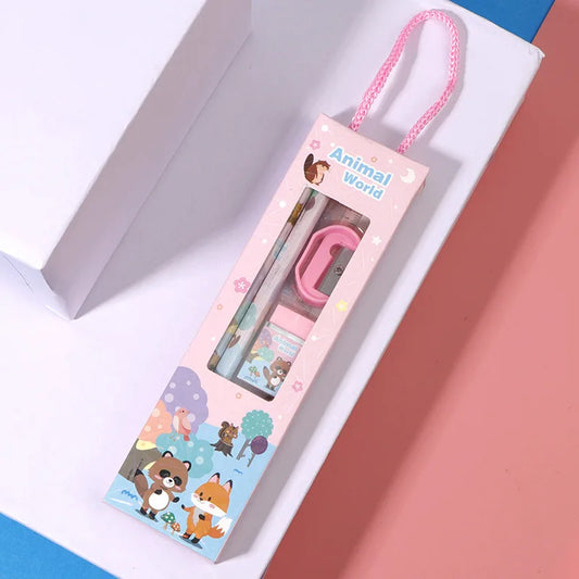 6pcs Christmas Gifts Kids Stationery set Party Favor Pencil Eraser Note Book Xmas Back To School Goodie Bag Carnival Supplies