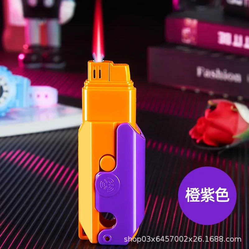 2025 Carrot Knife Lighter Refillable Red Flame Windproof Decompression Radish Folding Fidget Stress Anxiety Novelty Lighters