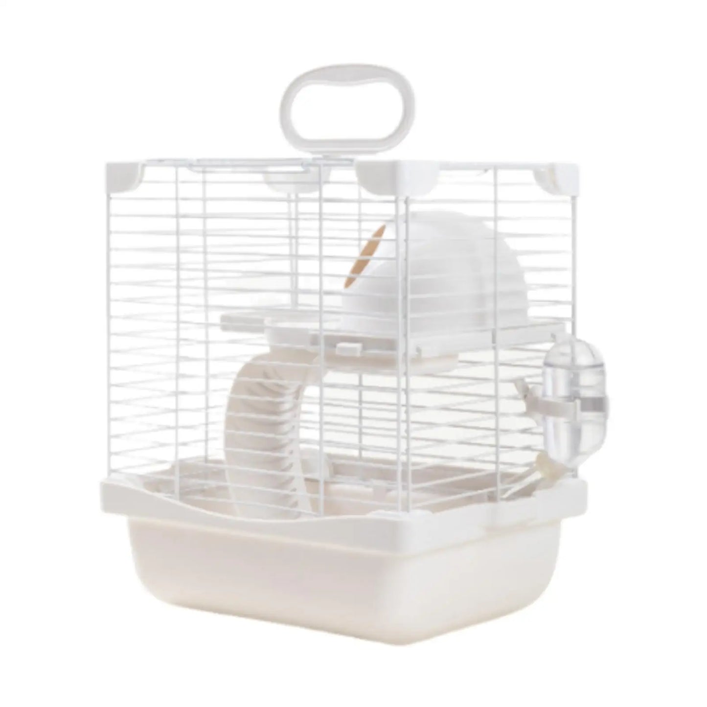 2 Layers Hamster Habitats Cage for Mouse Rat Detachable Bottom Tray Multipurpose with Water Bottle, Food Bowl Travel Cage