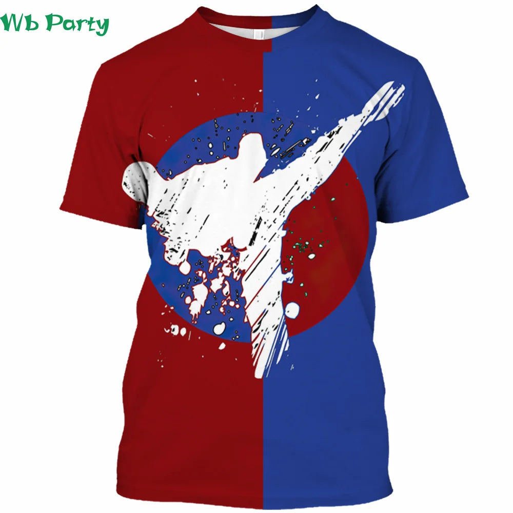 Japan Taekwondo T Shirt Man 3d Karate Printed Tee Tops Oversized Short-sleeved High-quality Sportswear Men Quick-drying TShirt