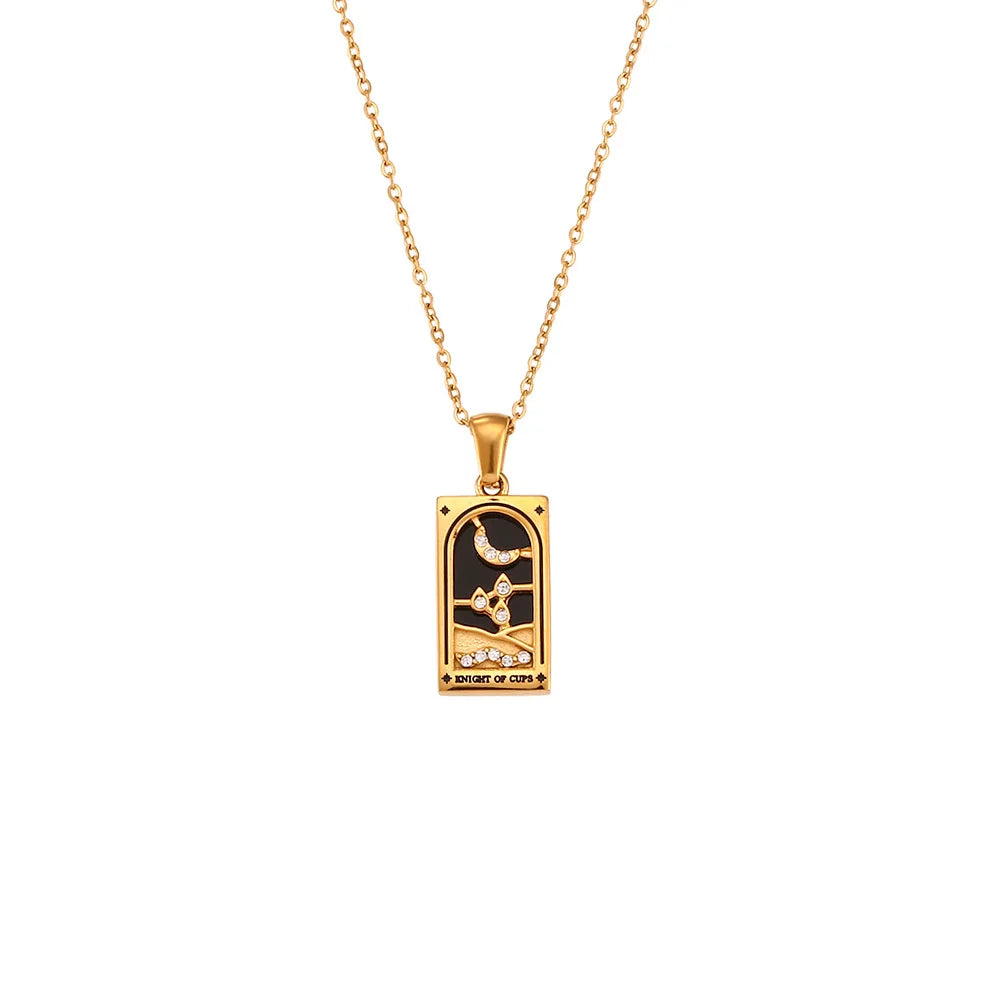 Gold Color Necklace for Women Zircon Christmas Jewelry Colorful Geometric Meaningful Sun Lover Stainless Steel Tarot Necklaces