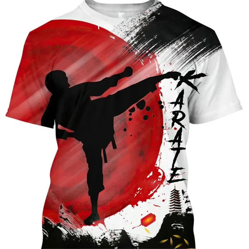 Japanese Karate 3d Printed T-shirt For Men Sports Breathable Comfortable Tee Shirt Short Sleeves Fashion Trend Hot Blood Tees
