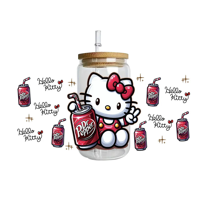 Miniso Hello Kitty Easy peel waterproof DIY Decals 3D transfers uvdtf crystal stickers 16oz uv dtf tumbler cup wraps sticker