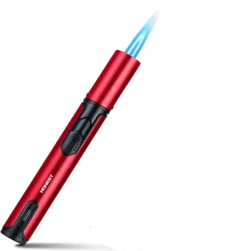 HONEST Metal Windproof Lighter Jet Flame Inflatable Pen Style Butane Lighter, Kitchen Barbecue Candle Camping Men's Small Tool