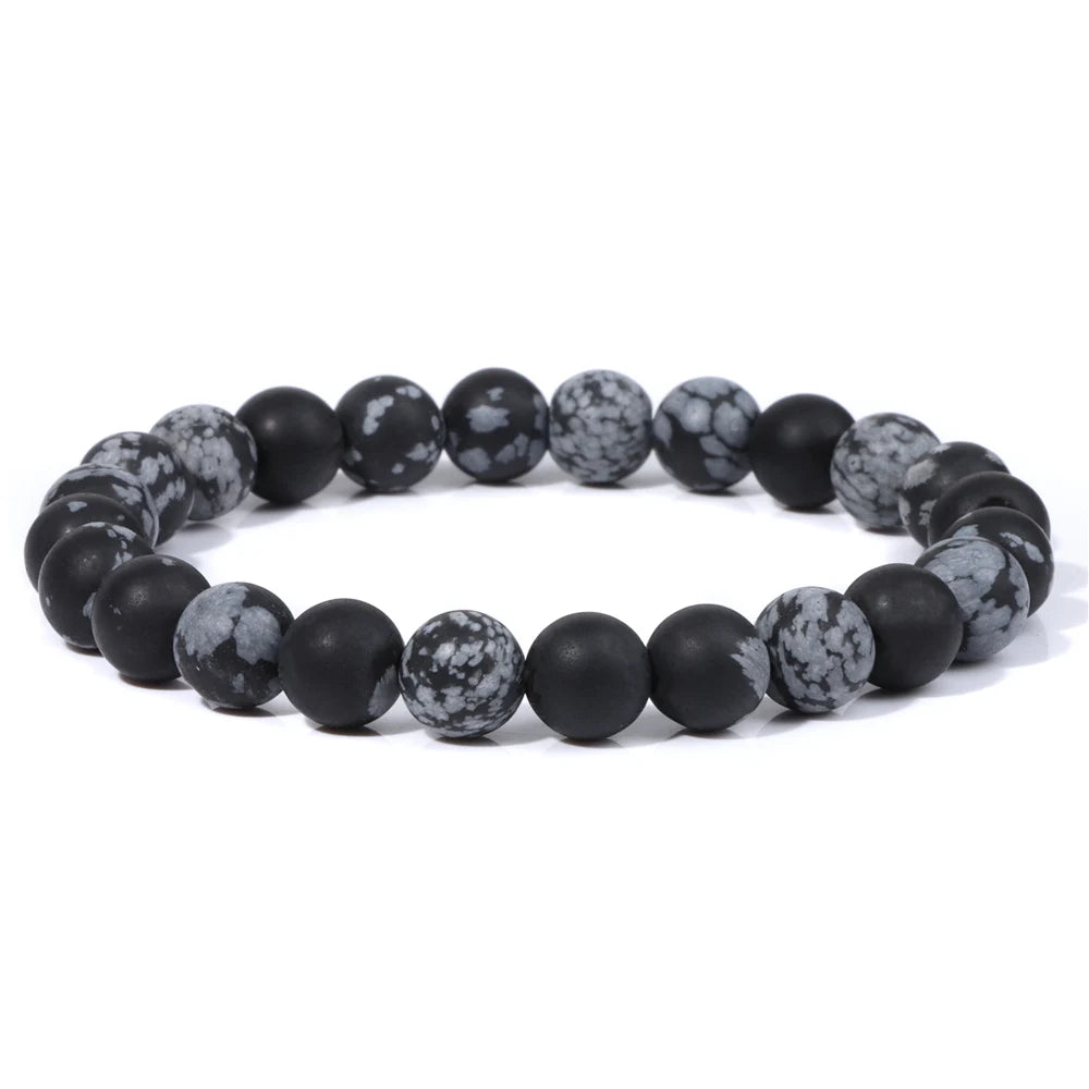 Natural Stone Beads Bracelet 8mm Frosted Opal Malachite Quartz Beaded Elastic Bracelets for Women Men Fashion Jewelry Gift