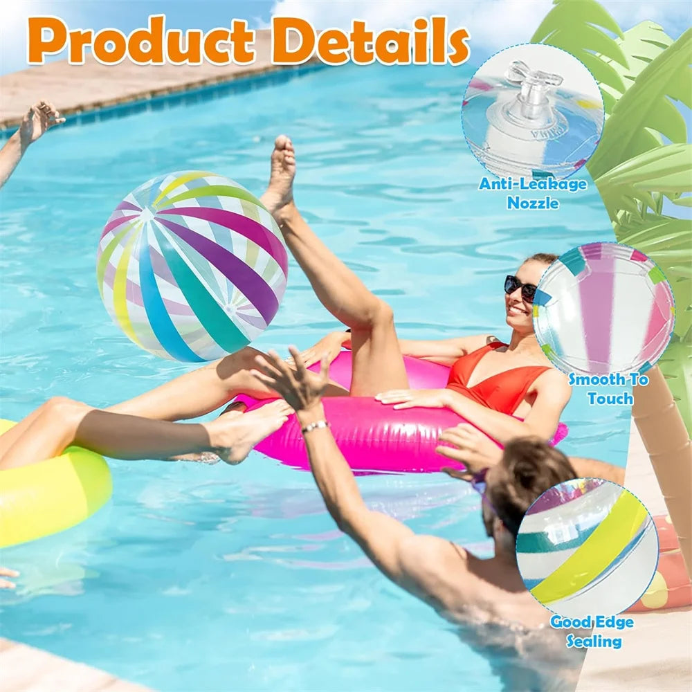 Inflatable Beach Ball 40CM Colorful Jumbo Pool Toys Balls Clear Swimming Pool Water Beach Toys Outdoor Summer Party Favors