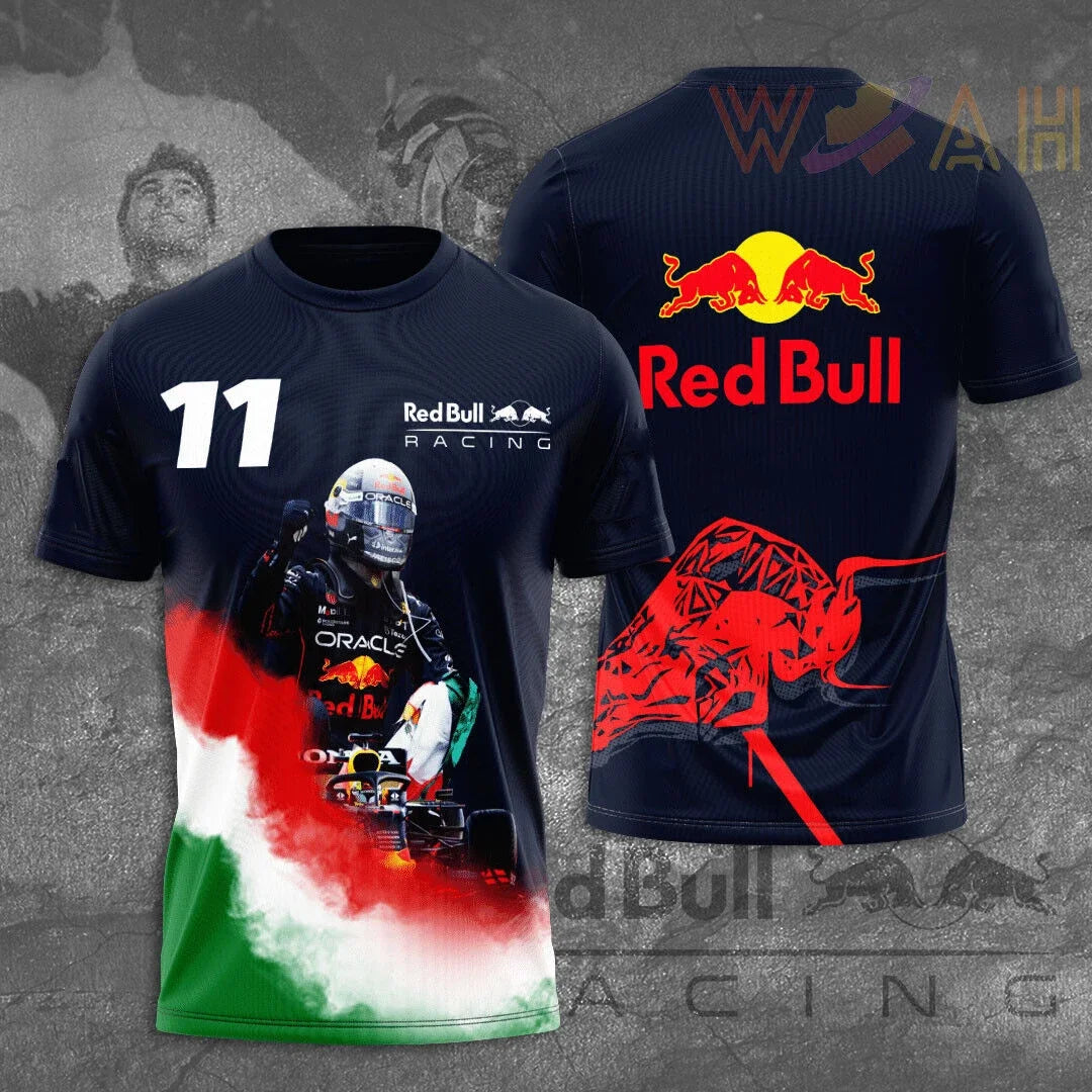 Red Bull Men's Summer 3D Printed Fashion Short Sleeve Oversized Men's T-Shirt Red Bull Racing Team Women's and Men's Tops