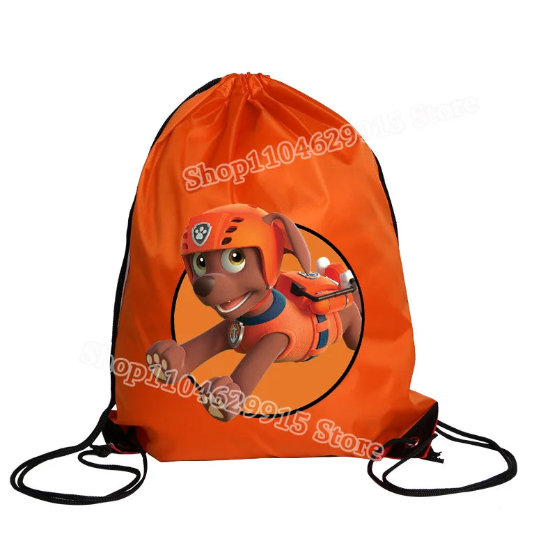 Paw Patrol Drawstring Bag Boys Girls Sport String Pocket Clothes Shoes Storage Cute Anime Chase Skye Waterproof Outdoor Backpack