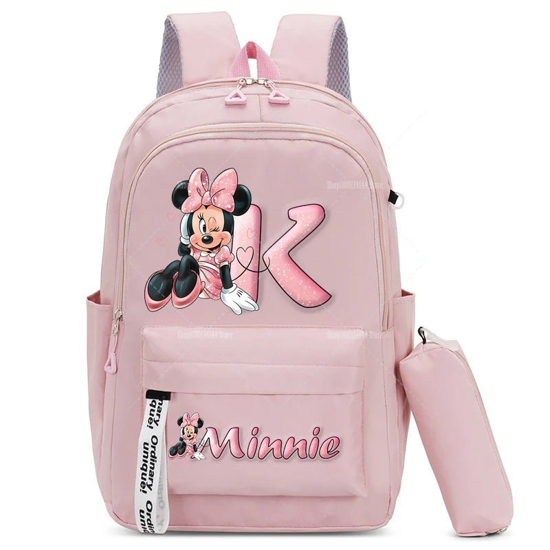 Minnie Mouse Backpack Pencil Case 2pcs Boy Girl Student Teenager Book Bags Men Rucksack Travel Backpack Mochila Escolar Gift