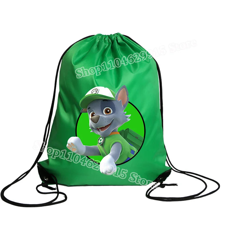 Paw Patrol Drawstring Bag Boys Girls Sport String Pocket Clothes Shoes Storage Cute Anime Chase Skye Waterproof Outdoor Backpack