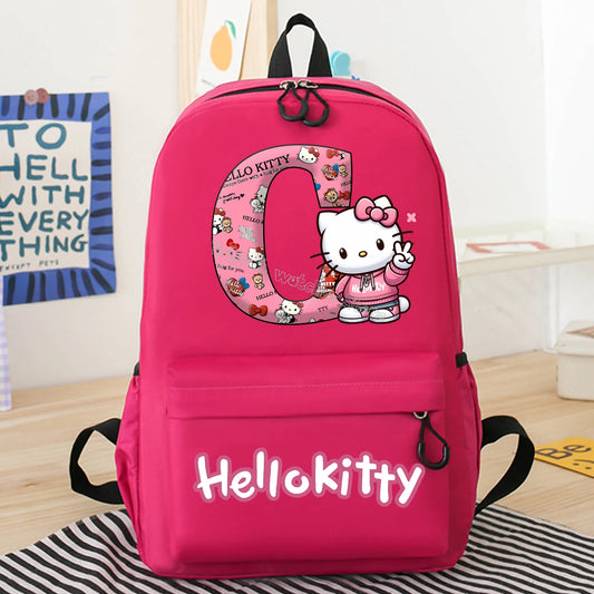 Hello Kitty New Backpack Cute Cartoon Schoolbag Pink Girls Anime Knapsack Student Large-capacity Bags Kids Book Storage Bag Gift